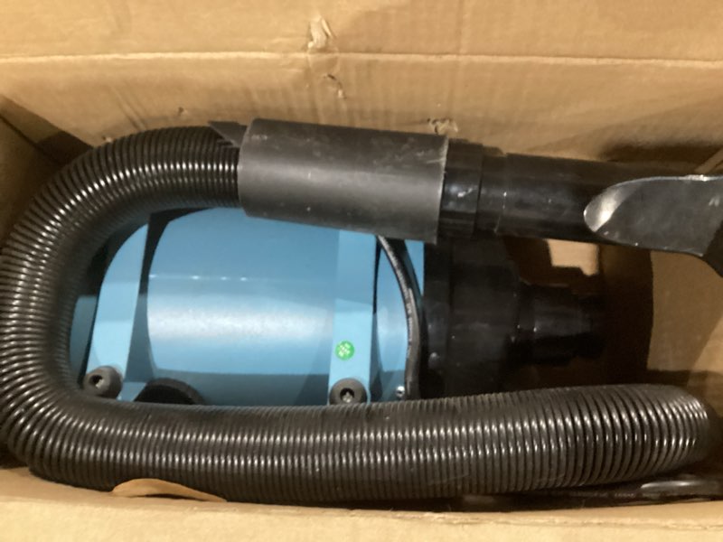 Condition photo showing As Is for Dog Dryer for Pet Grooming, High Velocity Pet Hair Dryer with Heater, Adjustable Speed, 3 Nozzles and a Comb, Blue