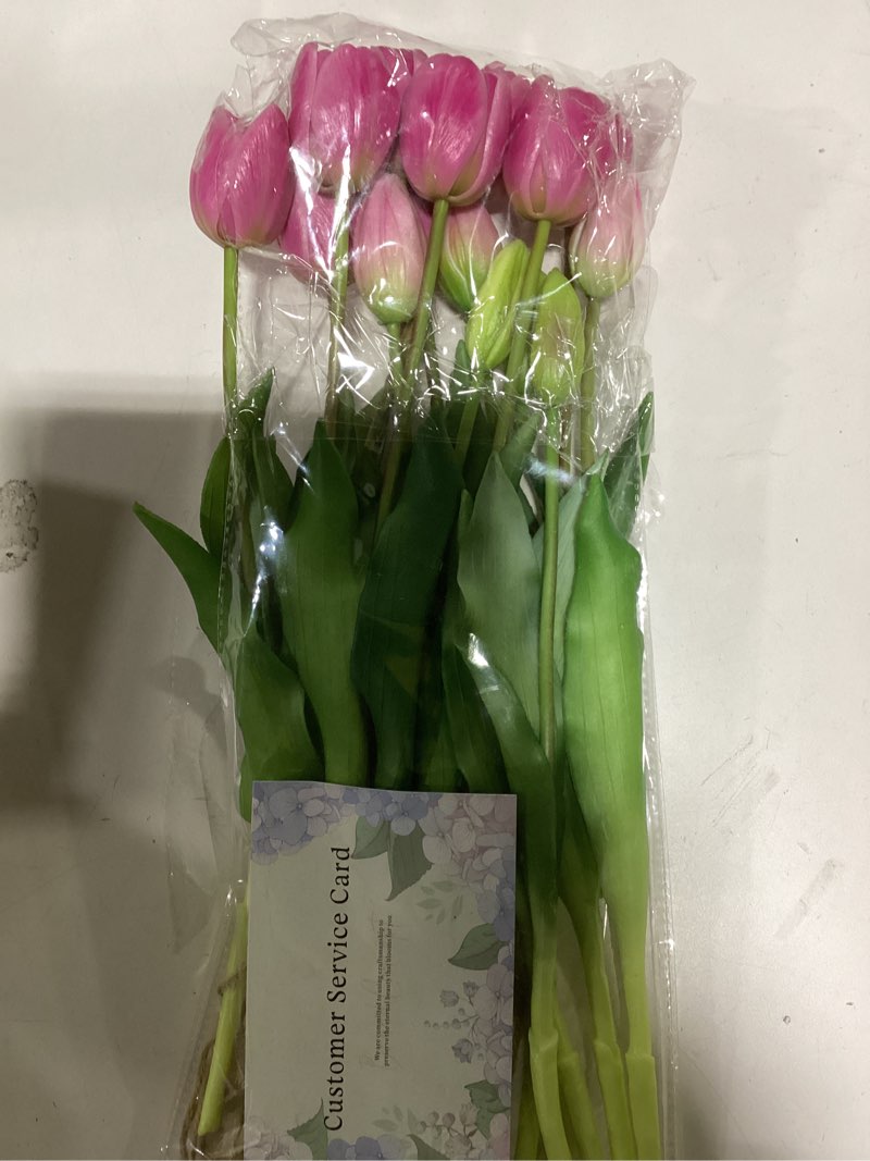 Condition photo showing New/Like New for Artificial Tulips Flowers,Soft Touch Latex Bouquet, Fake Tulips,Spring Wedding Home Room Table Centerpiece Decor 15pcs Peachblow(no Vase)