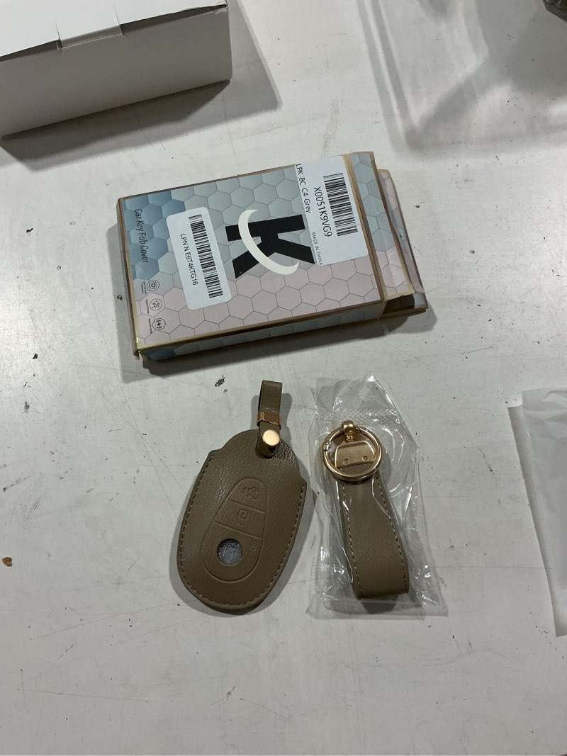 Condition photo showing Good Condition for leather key fob cover for mercedes benz with key chain, upper leather key cover case shell for mercedes c e s glc cle eqe eqs 300 350 450 500 560 580 amg grey
