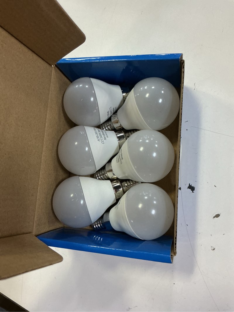 Condition photo showing Good Condition for 6 pack bright ceiling fan light bulbs, 120v 6 watts (60 watts equivalent), 5000k e12 a15 shape candelabra base chandelier led bulb, non-dimmable