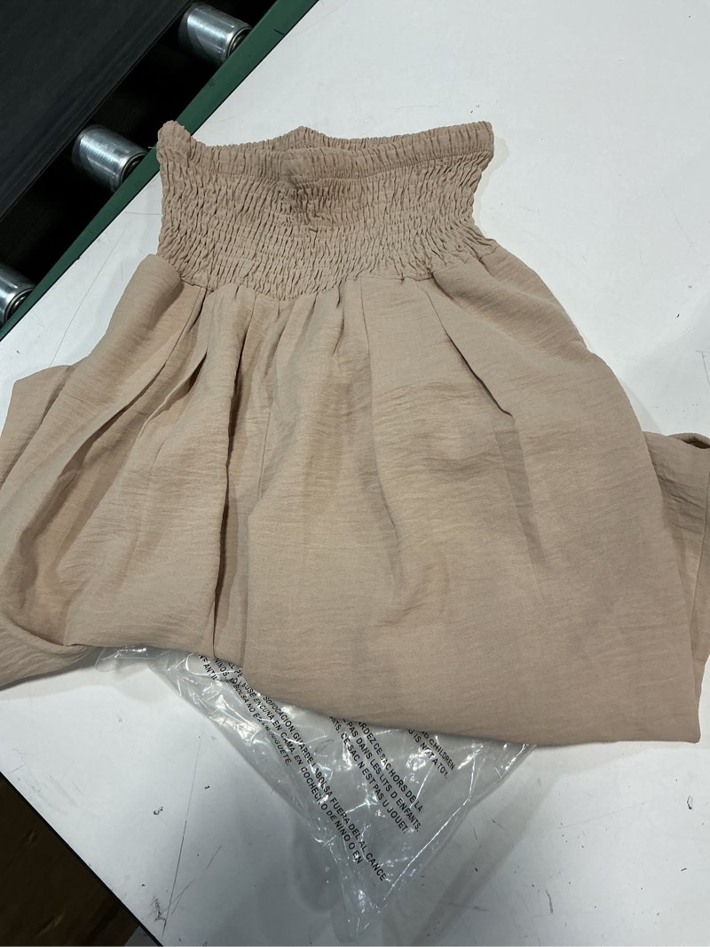 Condition photo showing Good Condition for Angerella Womens Elastic High Waisted Palazzo Pants Casual Wide Leg Long Lounge Pant Trousers with Pocket Small #1 Khaki