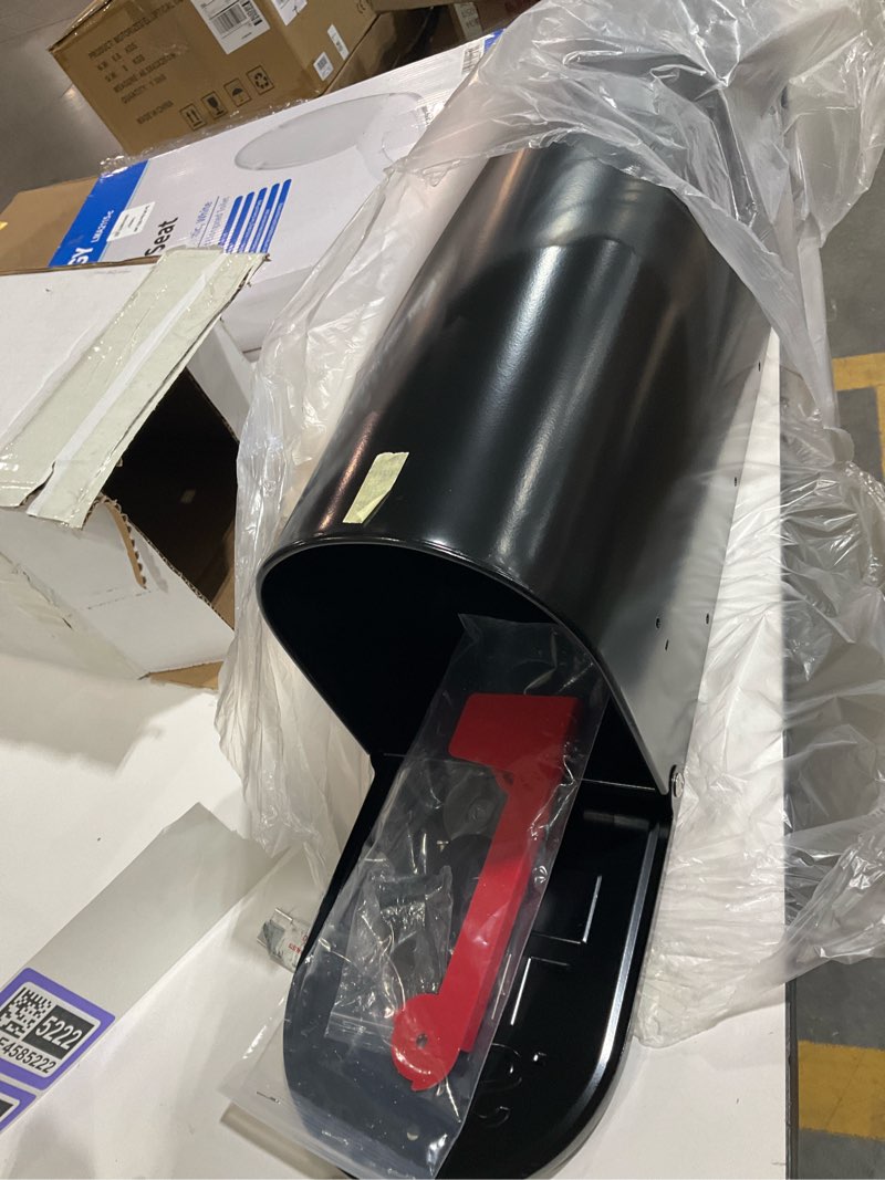 Condition photo showing As Is for Mailboxes for Outside Post Mount, Black Metal Mailbox, Standard Size, 20 x 8.7 x 6.7 Inches