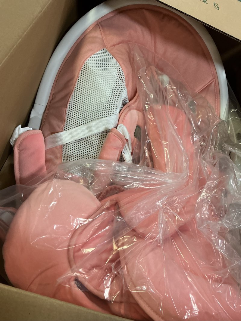 Condition photo showing As Is for BabyBond Baby Swings for Infants, Bluetooth Infant Swing with Music Speaker, 3 Seat Positions, 5 Point Harness Belt, 5 Speeds and Remote Control - 1 Pcs (Pink)