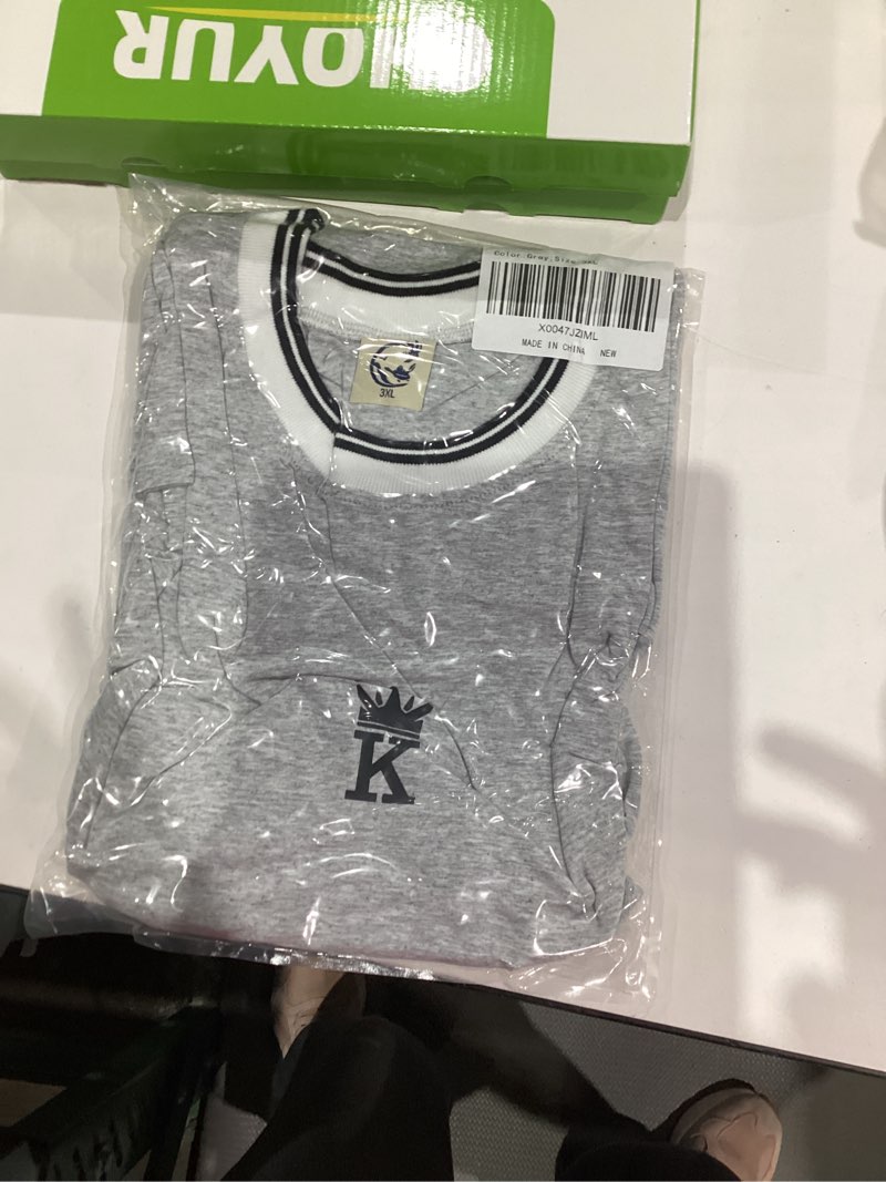 Condition photo showing New/Like New for Hardaddy Men's Casual Letter Graphic Print Striped Trim Tee Tops Summer Short Sleeve Round Neck T-Shirt 3X-Large White