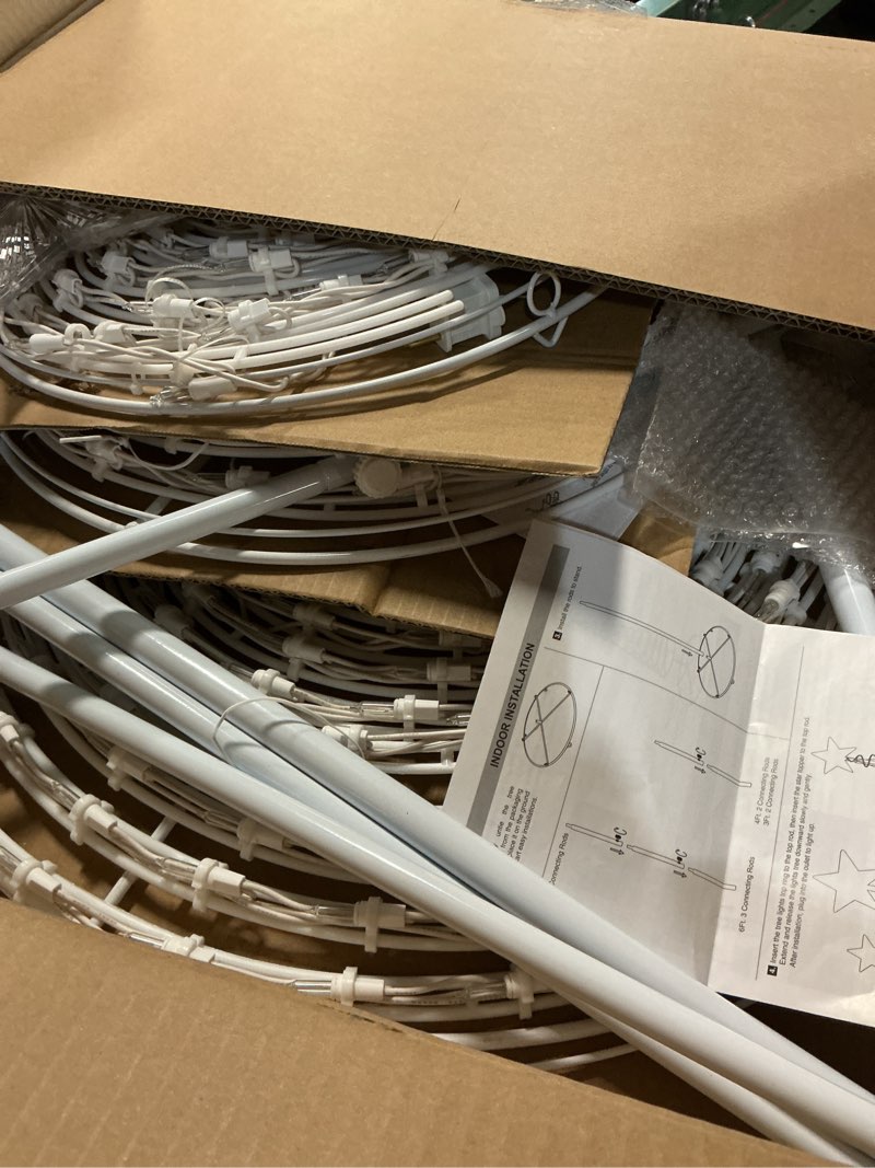 Condition photo showing Good Condition for Set of 3 Spiral Outdoor Lighted Christmas Tree, 3/4/6 Feet Christmas Lights with 7" Star Topper, UL Certification Collapsible Spiraling Tree Light Kit for Xmas Patio Wedding Decoration, Warm White