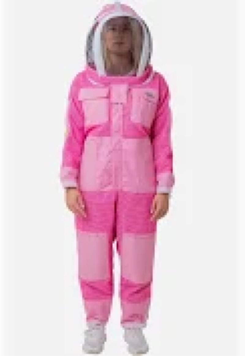 OZ ARMOUR Pink Beekeeping Suit for Women - Three Layers Ventilated Protective Outfit with Air Mesh w