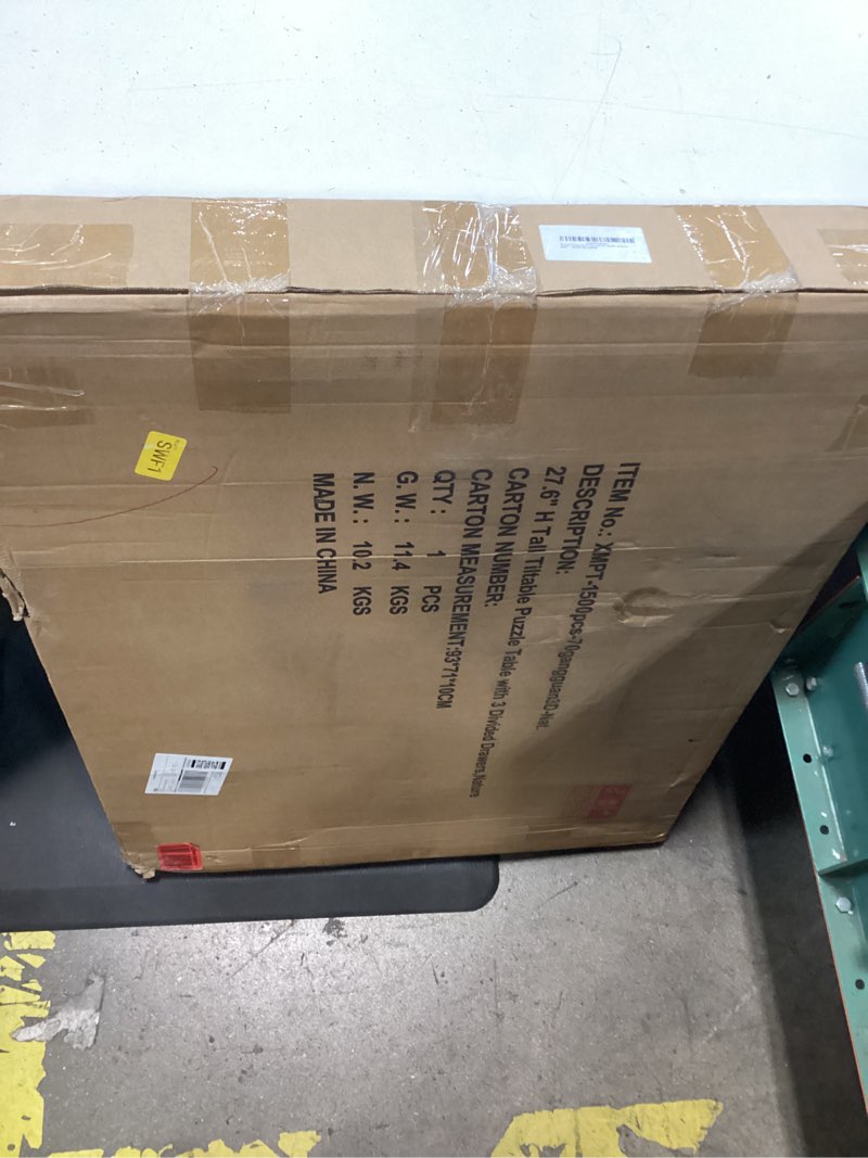 Condition photo showing New/Like New for teakmama puzzle table 27.6" tall 1500 piece puzzle board with drawers, 34.2" x 26.3" adjustable 5-tilting-angle jigsaw table with legs, jigsaw board for adults, nature