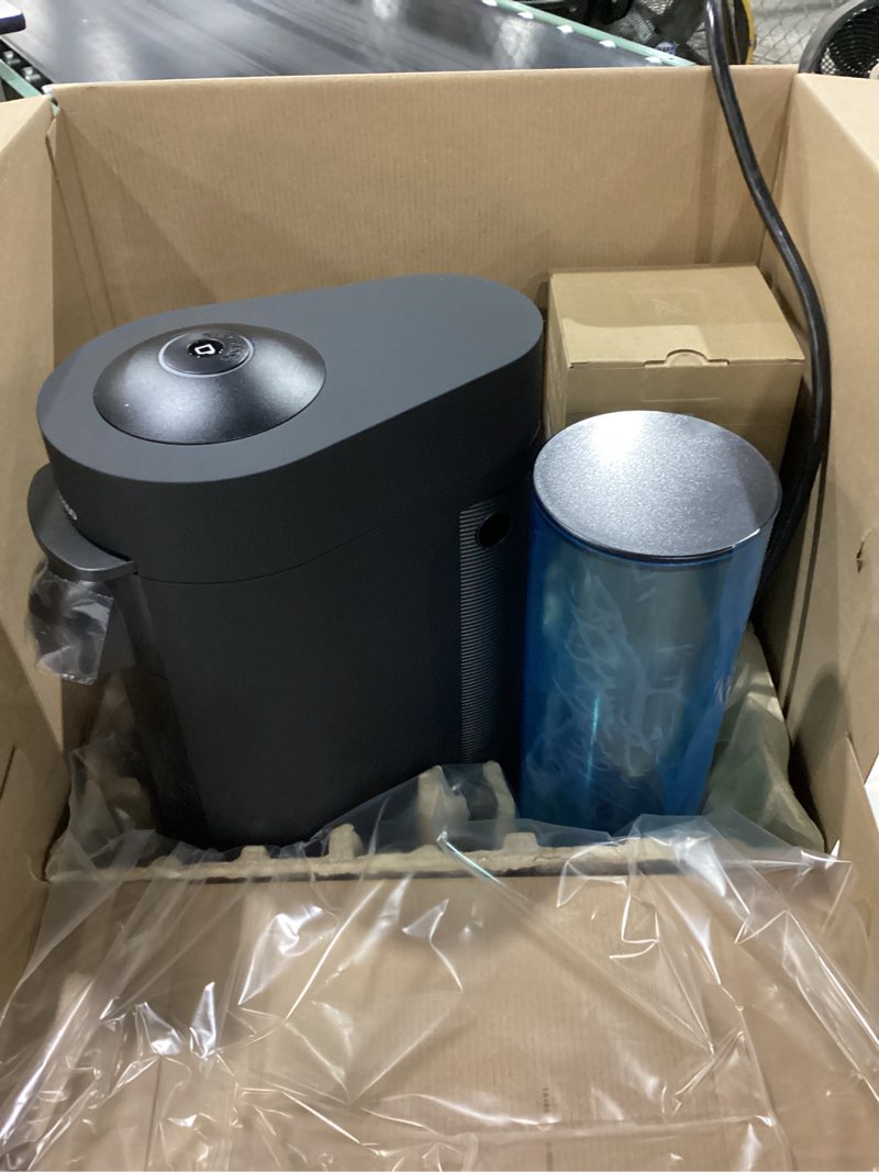 Condition photo showing New/Like New for nespresso vertuo plus deluxe coffee and espresso maker by de'longhi, matte black with aeroccino milk frother machine + frother matte black