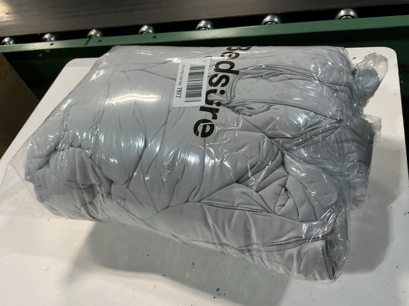 Condition photo showing As Is for bedsure cooling comforter king size - cooling blankets for hot sleepers, lightweight comforter for summer with dual-sided cool tech, soft breathable cold blanket for sleeping, grey, 102x90 inches grey king (102" x 90")