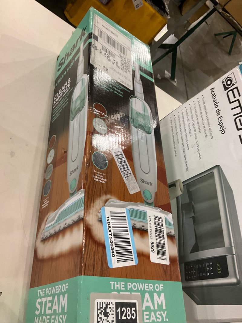 Condition photo showing New/Like New for Shark Steam Mop with 2 Machine Washable Dirt Grip Pads, Removable Water Tank, Lightweight, Steam Cleaner for sealed Hard Floors, Marble, Stone, Hardwood, Tile, Laminate, White/Seafoam, S1000