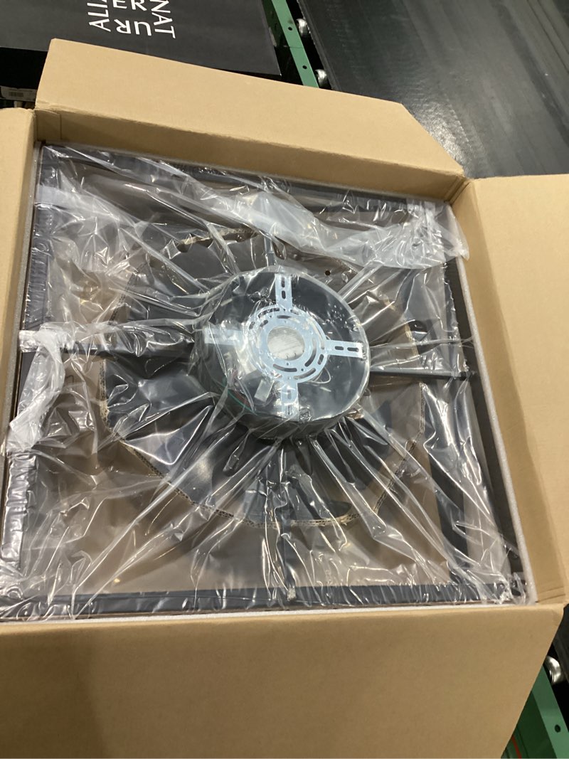 Condition photo showing New/Like New for lediary 23” caged low profile ceiling fans with lights and remote, rustic square flush mount ceiling fan, 6 speed and reversible, small farmhouse bladeless ceiling fan for bedroom, kitchen,dining room wood grain 23 inch