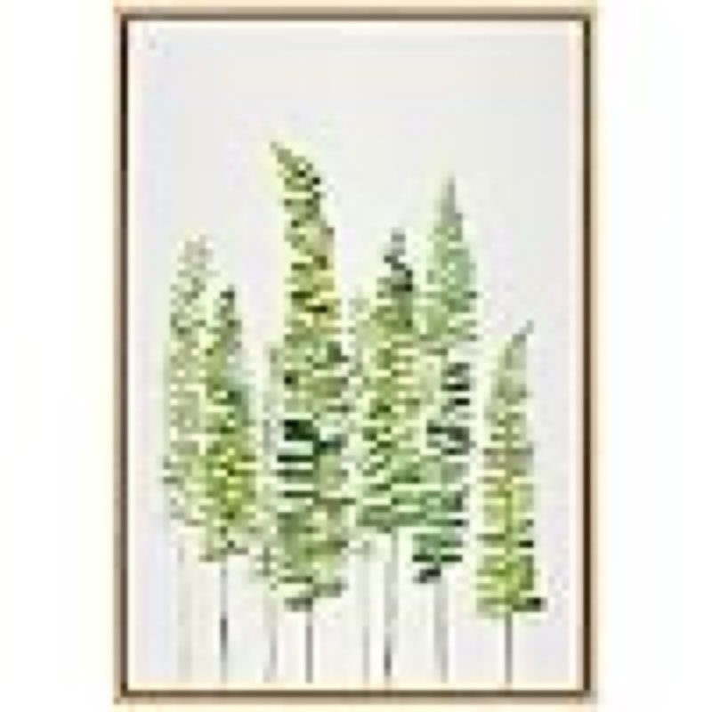 Kate and Laurel Sylvie Sword Ferns Framed Canvas Wall Art by Patricia Shaw, 18x24 Natural, Decorative Nature Art for Wall