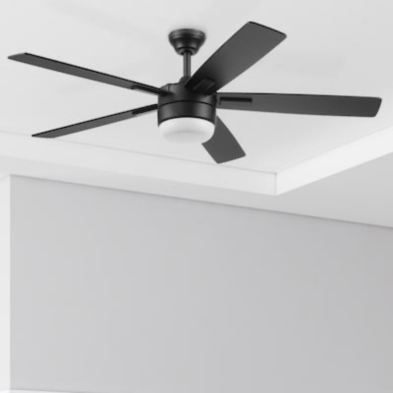 harbor breeze boltz iii easy2hang 52-in matte black with black blades adjustable