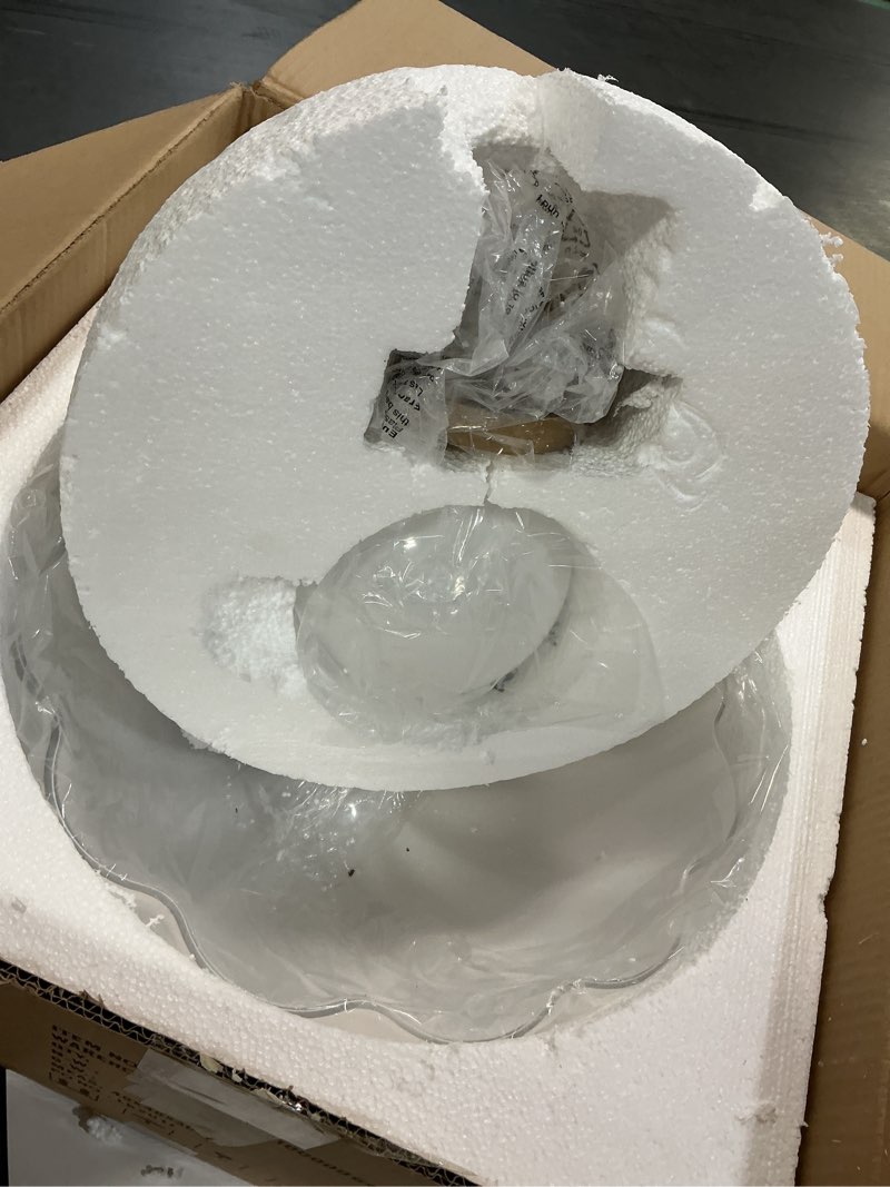 Condition photo showing New/Like New for Y'INSP Glass Pendant Light Fixtures, 15.98" Milk Glass and Gold Pendant Light Kitchen Island, Modern Mid Century Hanging Light for Dining Room, Bedroom, Hallway, Foyer