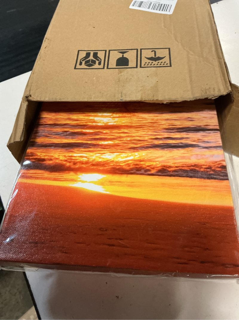 Condition photo showing Good Condition for ephany abstract beach canvas wall art landscape art - 5 pieces canvas wall art, beach decor canvas wall art, sunset on ocean, ocean beach picture, nature landscape (c-5pcs,40"x20")