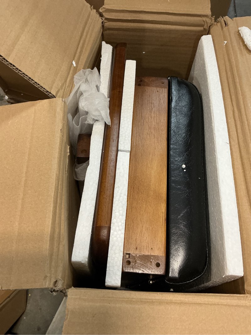 Condition photo showing Good Condition for Solid Wood Shoe Bench, 2-Tier Entryway Bench with Cushion and Flip-Open Storage Box, Mid-Century Modern Shoe Bench Rack for Hallway, Mudroom(Black, 39.4'') Black-storage Seat 39.4 inches