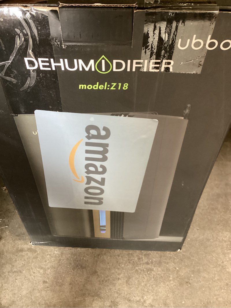 Condition photo showing As Is for ubbo 95oz dehumidifiers for home, 1000 sq.ft dehumidifier with drain hose - auto shut off, timer, sleep mode & drain hose - 7 color light for bedroom, bathroom, rv - black gold