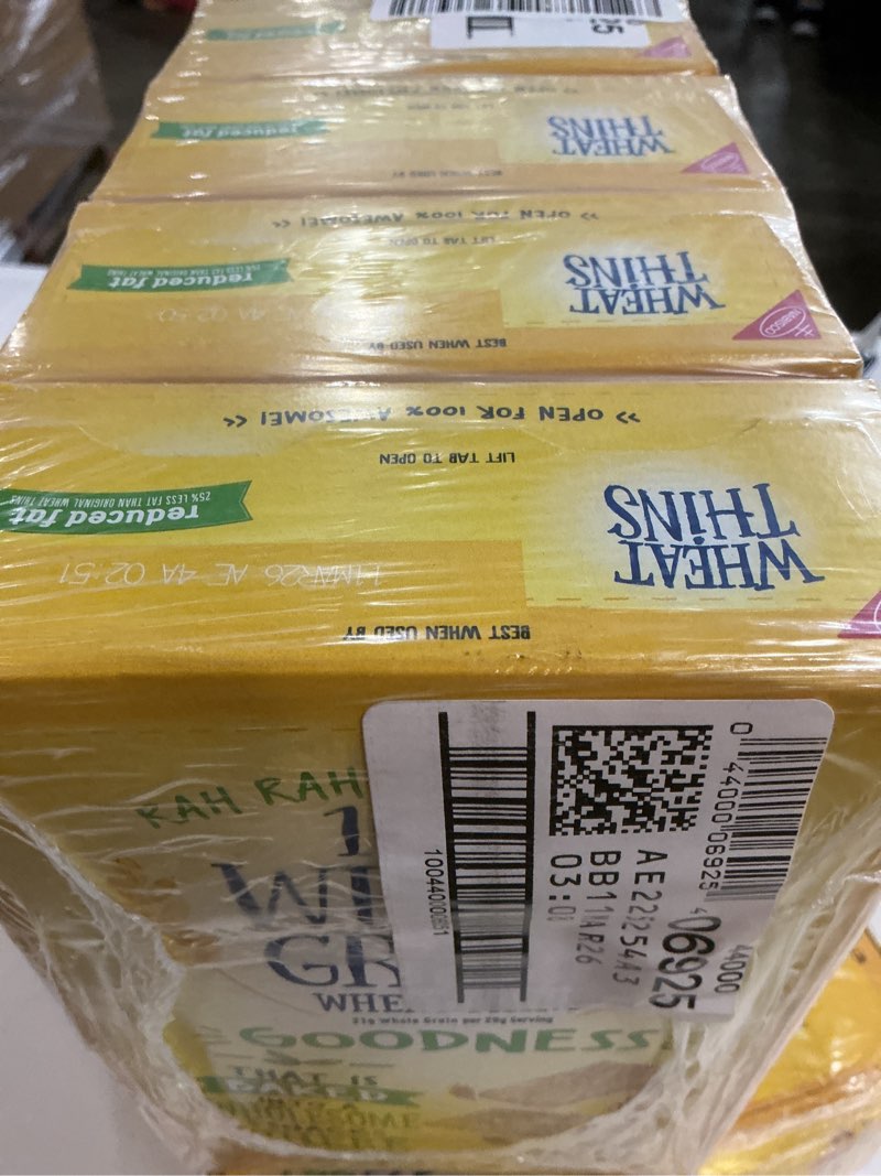 Condition photo showing New/Like New for (Best by 03/11/2026) Wheat Thins Reduced Fat Snacks, Whole Grain Wheat Crackers, Bulk Snack Crackers, 6 - 8.oz Boxes