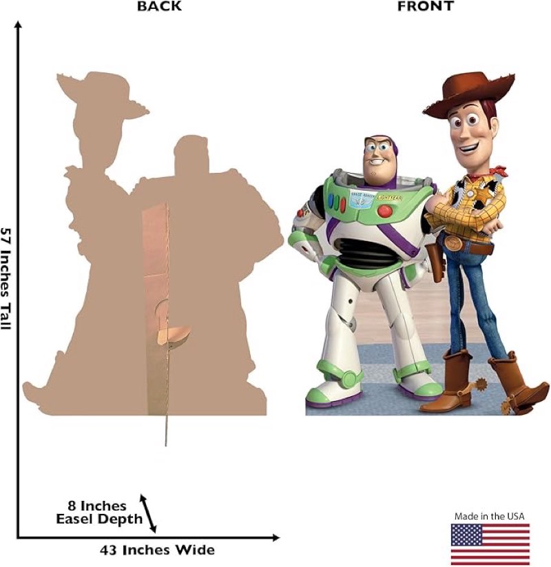 cardboard people buzz & woody life size cardboard cutout standup - disney pixar's toy story