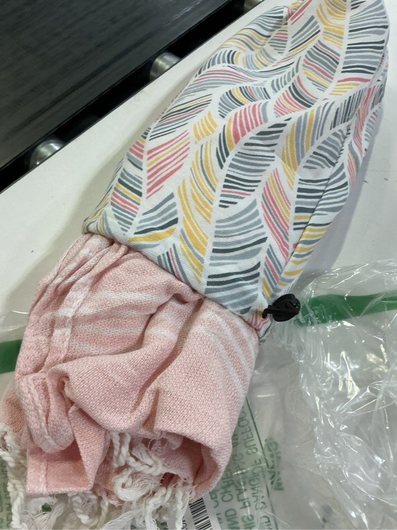 Condition photo showing New/Like New for bay laurel turkish beach towel with travel bag 39 x 71 quick dry sand free lightweight large oversized towels light blush with floral bag