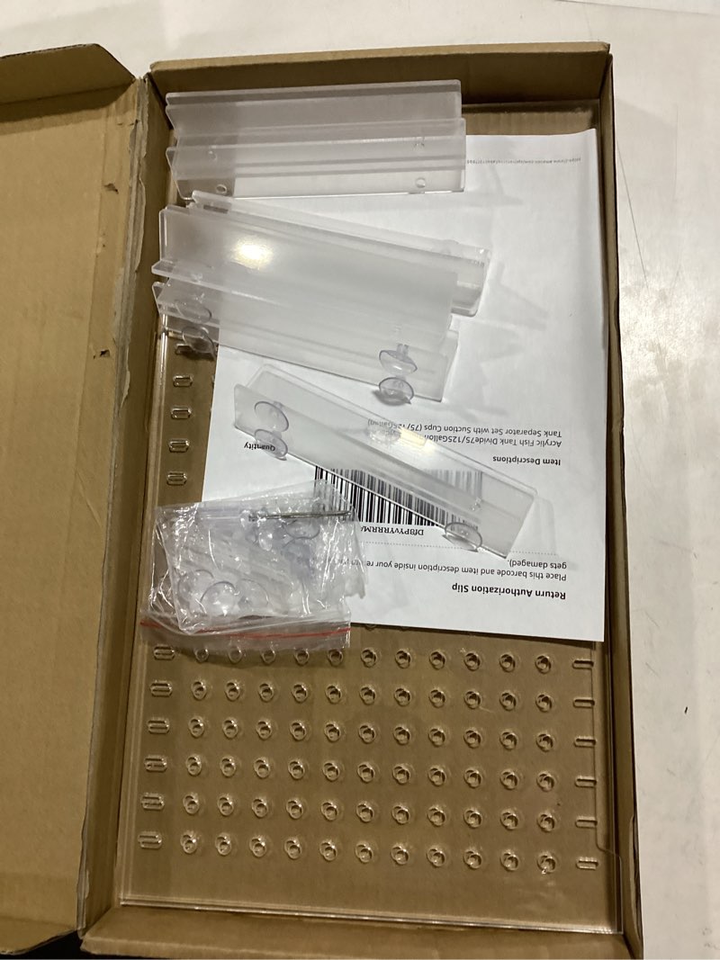 Condition photo showing New/Like New for Acrylic Fish Tank Divide75/125Gallon Tank Divider,Adjustment Clear Fish Tank Separator Set with Suction Cups (75/125Gallon)