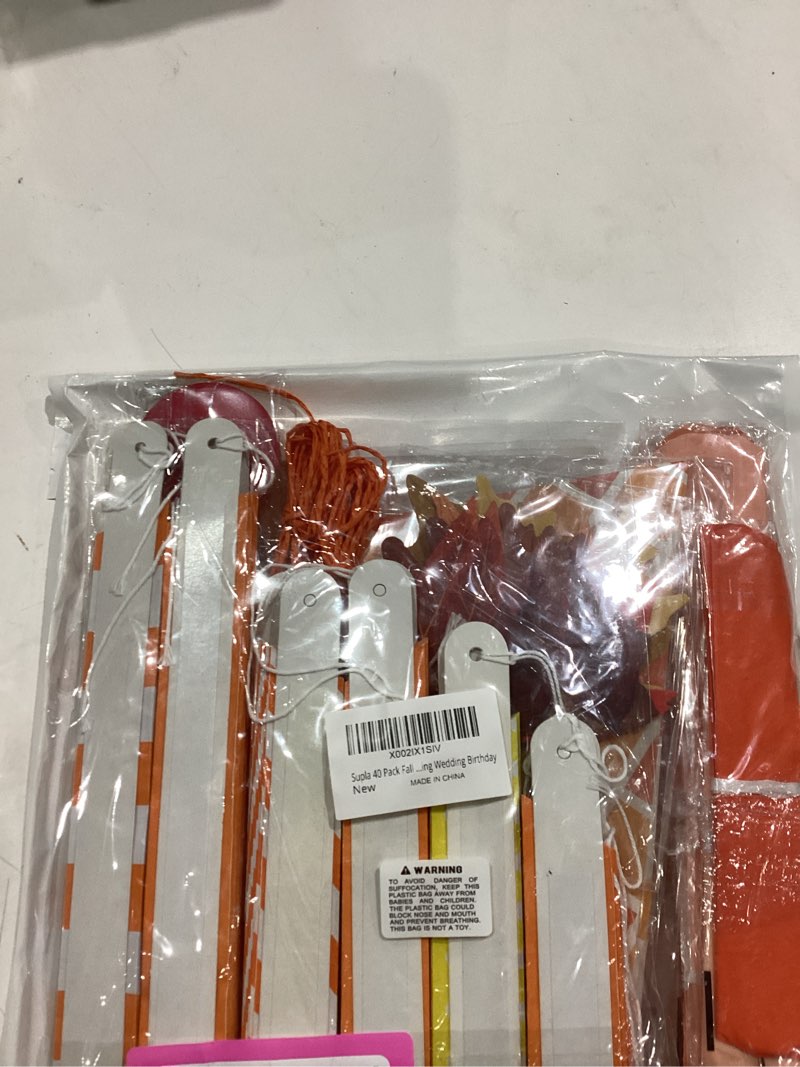 Condition photo showing New/Like New for Supla 40 Pack Fall Party Decorations Set – Includes Autumn Hanging Paper Fans Pom Poms Fall Maple Leaves Party Swirls Streamers Fall Banner Backdrop Garland String for Thanksgiving Wedding Birthday