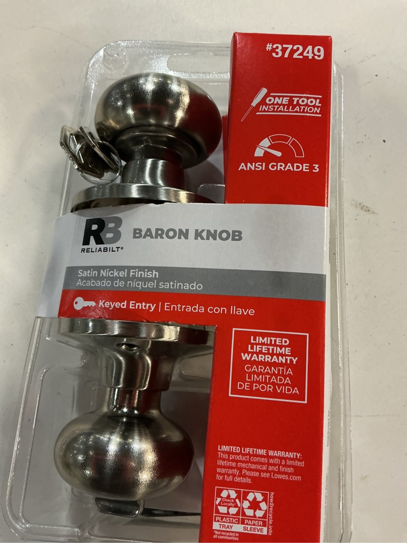 Condition photo showing Good Condition for reliabilt baron satin nickel exterior keyed entry door knob