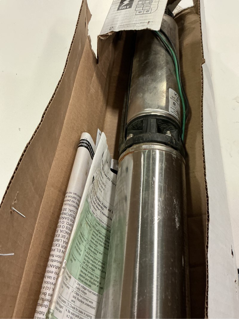 Condition photo showing As Is for Zoeller 4in. Sumersible well pump 3/4 hp 230 v