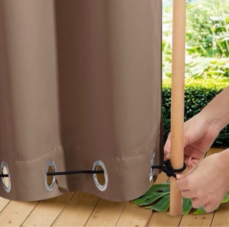 NICETOWN 2 Panels Weighted Blackout Curtains Patio Waterproof Outdoor Curtains, Thermal Insulated Top & Bottom Grommet & Back Tab Wind-Break Drapes Privacy for Pergola, W52 by L84, Tan-Khaki