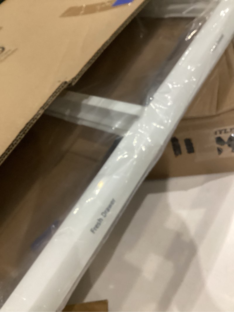 Condition photo showing As Is for upgraded 240364787 refrigerator crisper drawer cover frame compatible with frigidaire crisper drawer replacement, crisper pan cover unit ap4432913, 240364794, fftr1821ts0, fftr1814twb crisper drawer 240364787 crisper drawer cover