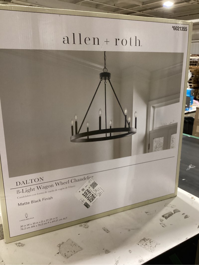 allen + roth dalton 8 -light matte black transitional bare bulb for use in bathrooms, bedrooms, dining rooms, foyers, kitchens, living rooms chandelier