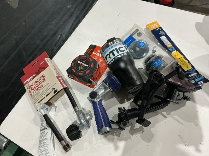 Condition photo showing As Is for assorted home improvement lot (small tools, screw, home accessories, etc.)