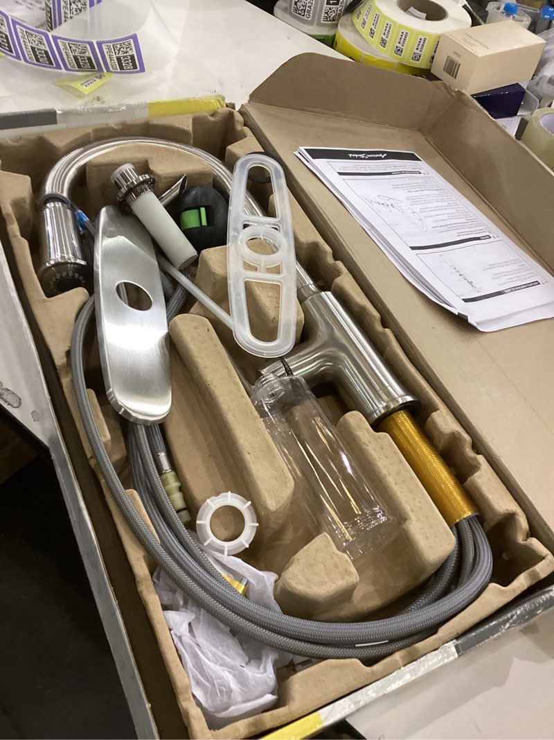 Condition photo showing Good Condition for American Standard 7421300.075 Raviv Pull-Down Kitchen Faucet with Sprayer and Soap Dispenser Stainless Steel