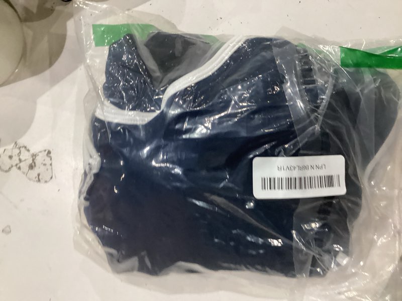 Condition photo showing New/Like New for Relety Womens Workout Sets 2 Piece Seamless Crop Tank Top High Waist Leggings Contrast Trim Padded Racerback Bra Yoga Outfits Navy Large