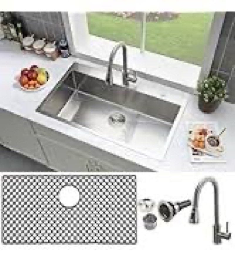 33 inch drop in kitchen sink with faucet combo-brovy 33x19 top mount kitchen sink drop in stainless 