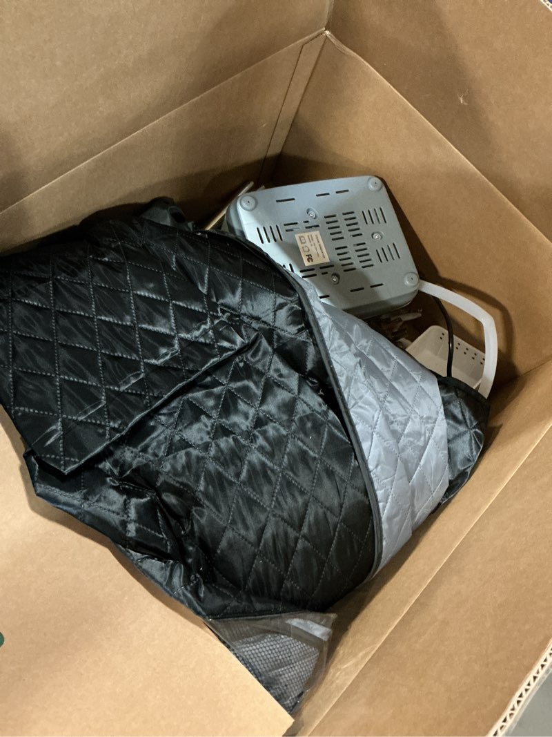 Condition photo showing As Is for KASUE Upgraded 2 Person Sauna Box, Portable Infrared Sauna with 5-Layer Waterproof, 2 Steamers, 2 Folding Chair, 71”x 36”x 49” for Indoor, Outdoor, Gym, Spa, Carbon Black