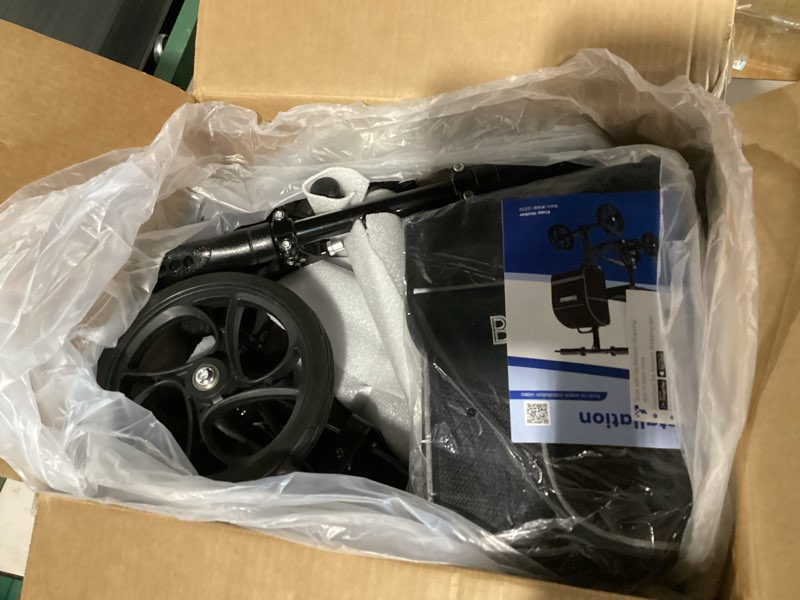 Condition photo showing Good Condition for blessreach steerable knee scooter deluxe medical scooter for foot injuries compact crutches, with dual rear on-wheel brake and shock absorption under the knee pad