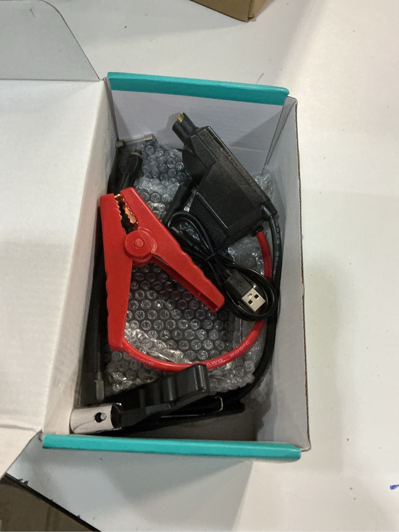 Condition photo showing As Is for Jump Starter with Air Compressor, 5000A 160PSI Battery Jumper Starter Portable (9.0 Gas/8.0L Diesel), 12V Jump Box Car Battery Jump Starter with Smart Jumper Cables, LED Light, LCD Display Matte Black