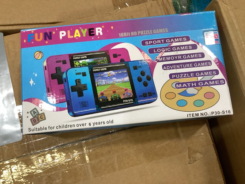 Condition photo showing New/Like New for handheld game for kids -preloaded 220 retro video games, portable gaming player with rechargeable battery 3.0" lcd screen, mini arcade electronic toy gifts for boys girls (blue)