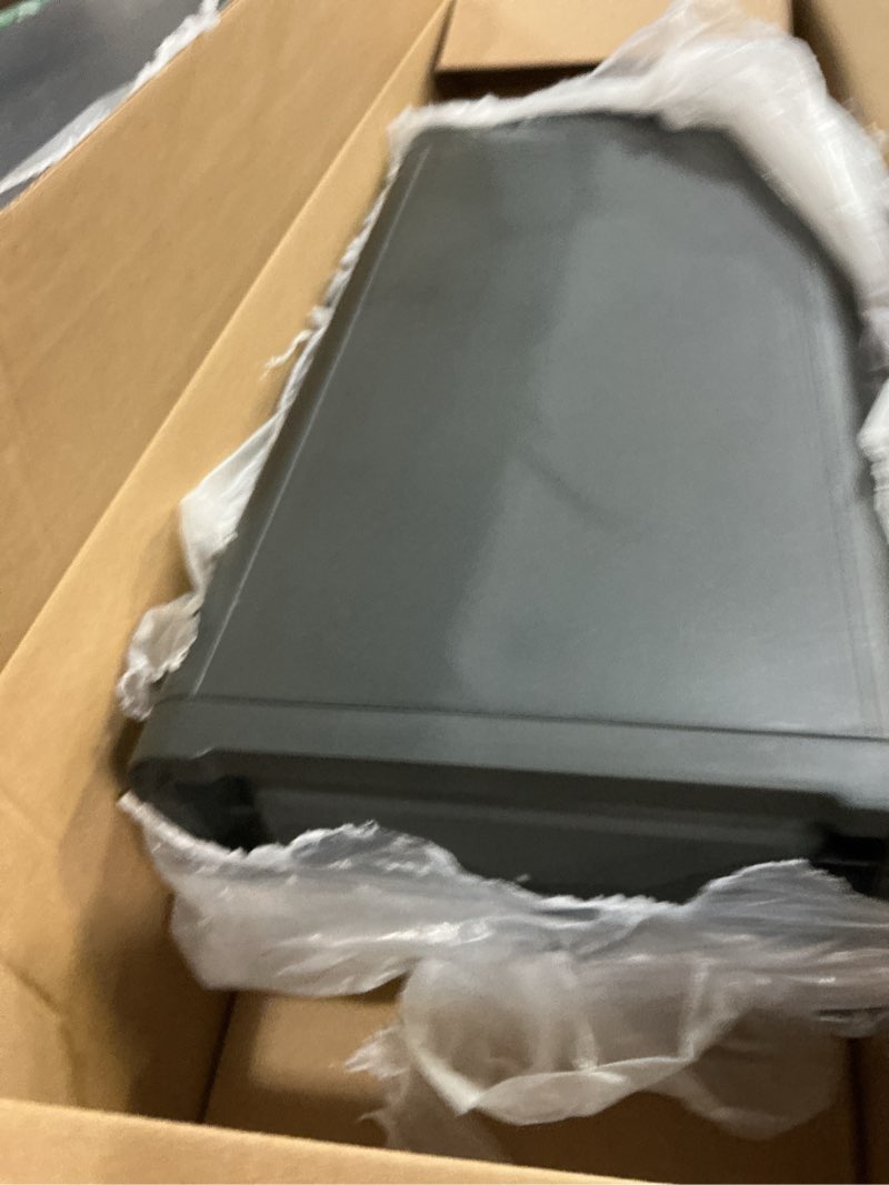Condition photo showing New/Like New for bathroom trash can with lid,slim 6 gallon commercial lagre trash bin, waste bin with press top lid, narrow garbage can for kitchen,living room,ofice,laundary room,bedroom,black