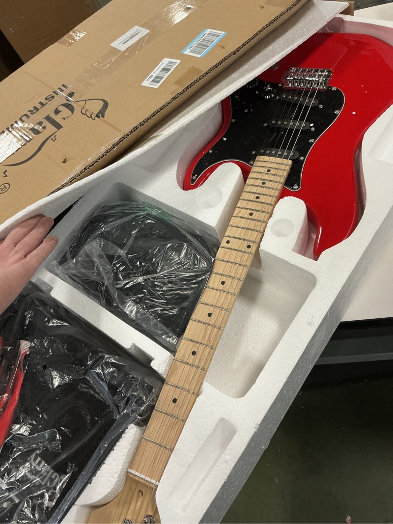 Condition photo showing New/Like New for GLARRY 39" Full Size Electric Guitar for Music Lover Beginner with 20W Amp and Accessories Pack Guitar Bag (Red)