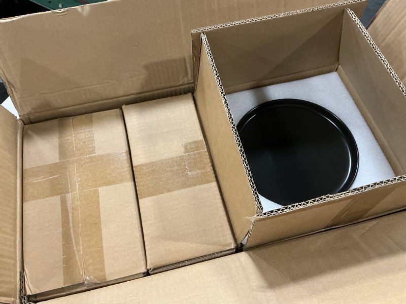 Condition photo showing New/Like New for ewfen 16-piece ceramic dinnerware sets with mugs for 4, black plates and bowls set with classic design, scratch resistant dishes set, dishwasher & microwave safe 16 pcs (service for 4) black