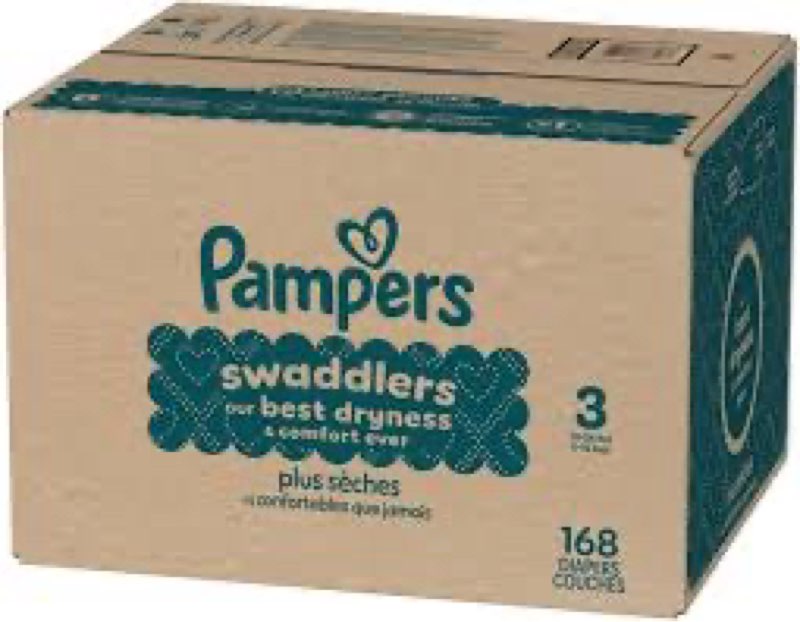 Pampers Swaddlers Diapers, Size 3 (13-26 lbs), 168 Count, Absorbent, Keeps Baby Dry and Comfortable, Skin Safe Disposable Baby Diaper (Packaging May Vary)