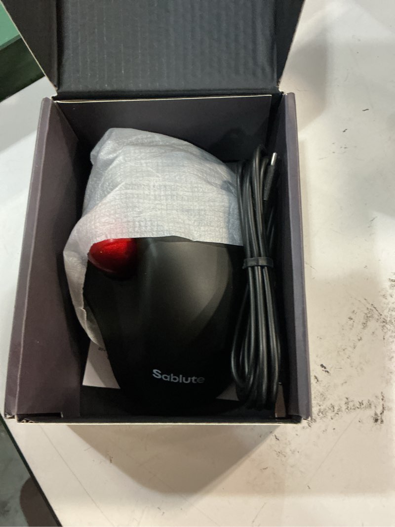 Condition photo showing Good Condition for sablute mam2 wireless trackball mouse, rechargeable ergonomic mouse with thumb control for 3 devices (bluetooth and usb), 5-level dpi, silent click, compatible pc laptop mac ipad, easy clean red ball