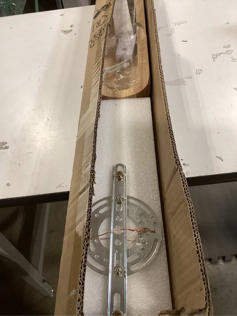 Condition photo showing Good Condition for 55" Wood Linear Pendant Modern Kitchen Island Light Fixture with Remote Solid Wooden Hanging Ceiling Light Chandeliers for Dining Room Kitchen Pendant Lighting Over Island Natural Natural 55in