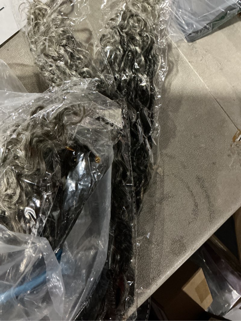 Condition photo showing New/Like New for Col Bling Goddess Locs Crochet Hair 18 Inch 8 Packs Faux Locs Crochet Hair for Women Pre Looped Crochet Boho Goddess Faux Locs Crotchet Hair with Curly Ends #1B/Grey 18 Inch (Pack of 8) #1B/Grey