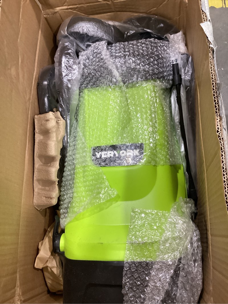 Condition photo showing As Is for 15-amp wood chipper, 21:1 reduction electric wood chipper & shredder, 1.8" cutting capacity with 48l collection bag, powerful mulcher for composting branches & yard waste(fluorescent green)