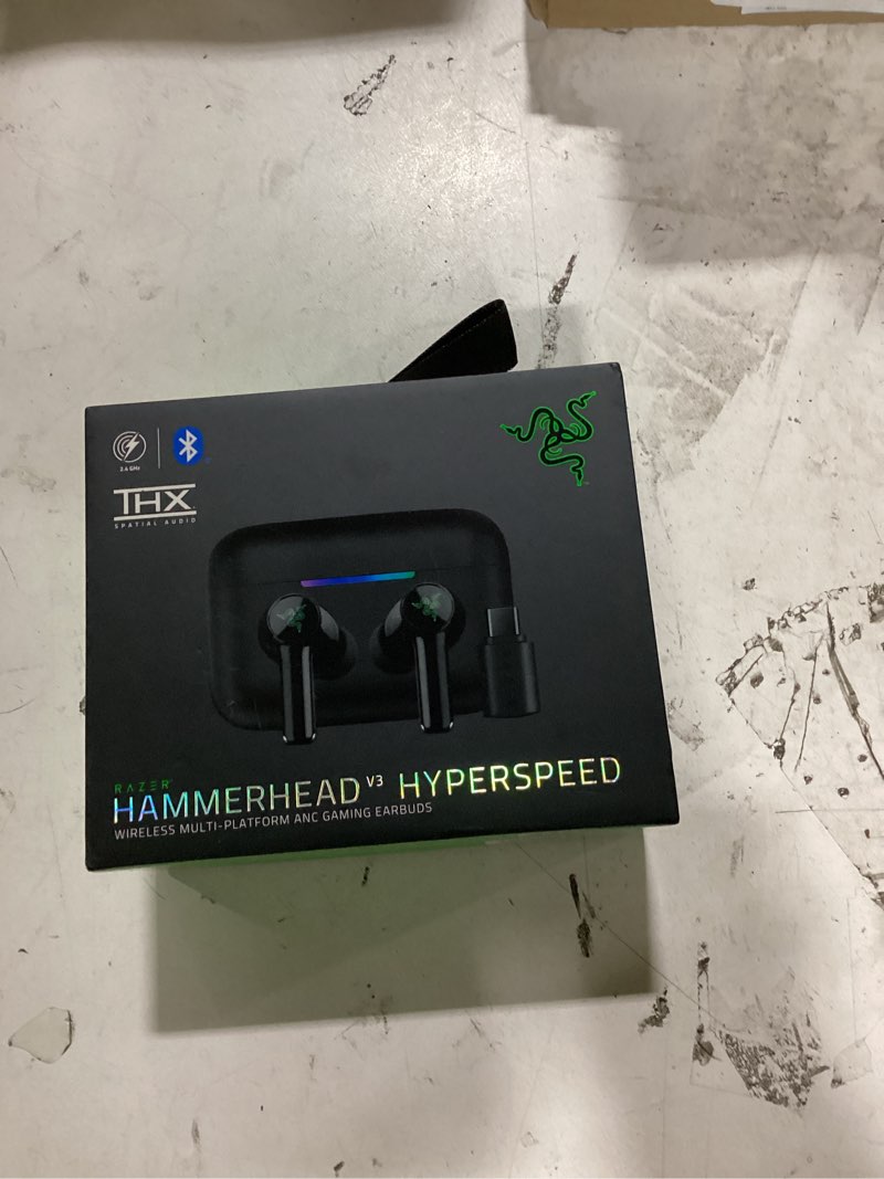 Condition photo showing New/Like New for razer hammerhead v3 hyperspeed wireless multi-platform anc gaming earbuds – 2.4ghz & bluetooth 6.0, up to 40 hr battery, thx spatial audio, for smartphones, pc, laptop, tablet, ps5, steam deck – black