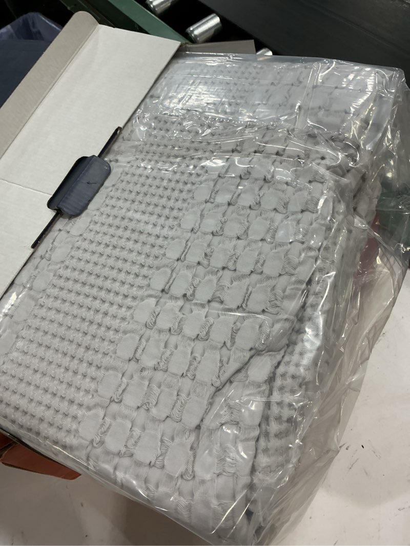 Condition photo showing New/Like New for PHF 100% Cotton Waffle Weave Blanket Queen Size, Soft Lightweight Breathable Cozy Summer Blankets for Bed, Luxury Aesthetic Woven Bedding for Home Decor, 90"x90", Light Grey Queen(90"x90") Light Grey