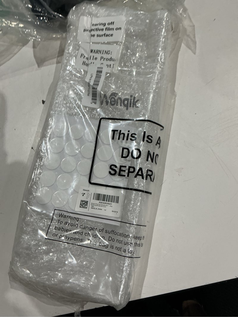 Condition photo showing As Is for wenqik 2 pcs clear window sill protector from dog cat scratching total 29.5'' x 5.25'' strong transparent protection against dog claw chewing slobbering window sill cover